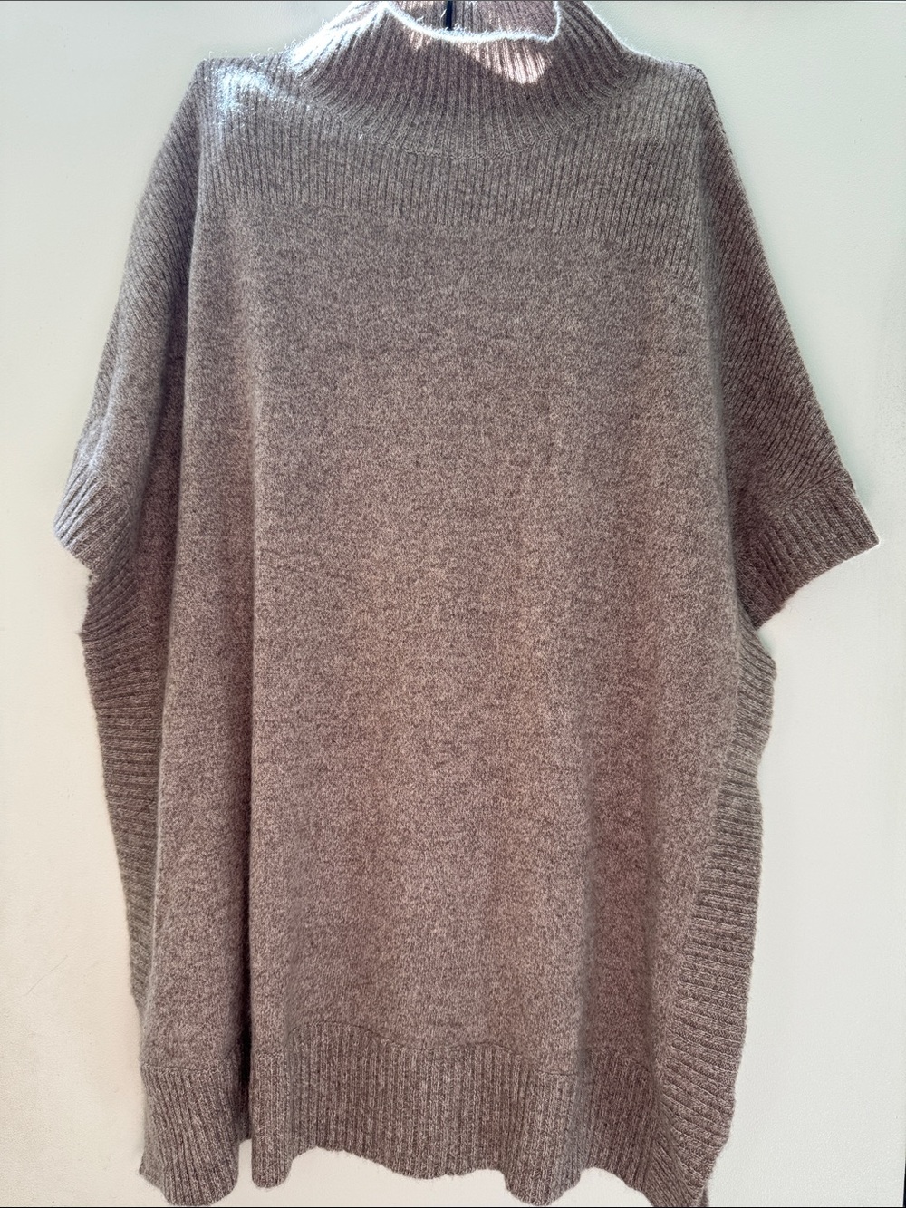 Isaac Mizrahi Gray Mock Neck Poncho Sweater